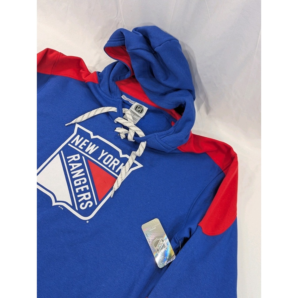 NWT Adult New York Rangers Jersey Style Sweatshirt Hoodie NHL Blue lace‎ Up Med